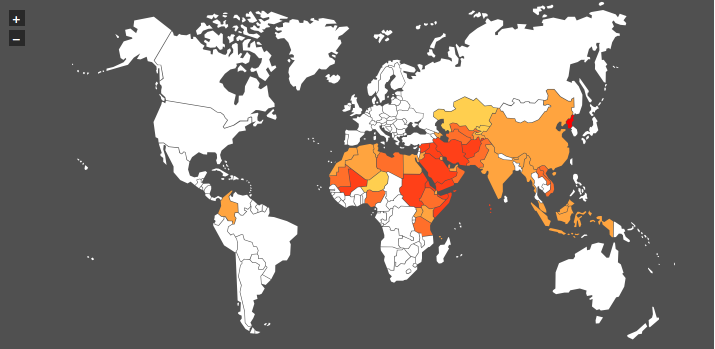 Les 50 pays où les chrétiens sont le plus persécutés