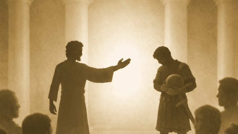Illustration foi 3 Jésus admire la foi d'un soldat romain