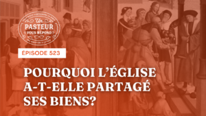 Miniature orange: tableau représentant la scène de vente et partage de biens de l'église mentionnée dans actes 2:45